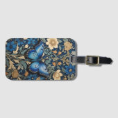 Elegante blauwe vlinder William Morris Geïnspireer Bagagelabel (Voorkant (horizontaal))