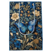 Elegante blauwe vlinder William Morris Geïnspireer Medium Cadeauzakje (Achterkant)
