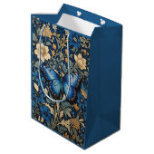 Elegante blauwe vlinder William Morris Geïnspireer Medium Cadeauzakje (Achterkant Gekanteld)