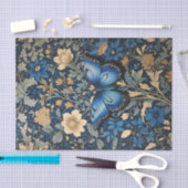 Elegante blauwe vlinder William Morris Geïnspireer Tissuepapier (Craft)