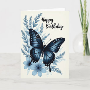 Elegante Blauwe Vlinderkaart Kaart