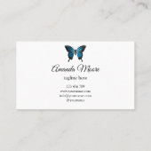 elegante blauwe vlinderslak salon schoonheidssalon visitekaartje (Achterkant)