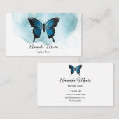 elegante blauwe vlinderslak salon schoonheidssalon visitekaartje (Voorkant / Achterkant)