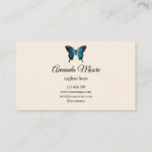elegante blauwe vlinderslak salon schoonheidssalon visitekaartje (Achterkant)