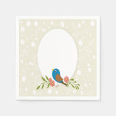 Elegante blauwe vogel servet (Voorkant)