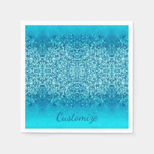 Elegante Blauwe Vorst Glans Servetten 2 (Voorkant)