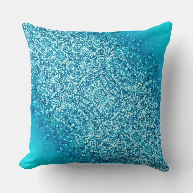 Elegante Blauwe Vorst Glans Worp Kussen 2 (Voorkant)