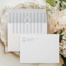Elegante Blauwe Wapen Huwelijksenvelop
