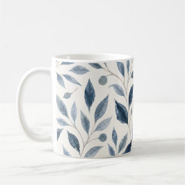 Elegante blauwe waterverf bladeren koffiemok