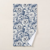 Elegante Blauwe Waterverf Bloemen Botanische Bloem Bad Handdoek (Handdoek)