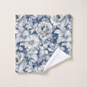 Elegante Blauwe Waterverf Bloemen Botanische Bloem Bad Handdoek (Wasdoekje)