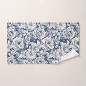 Elegante Blauwe Waterverf Bloemen Botanische Bloem Bad Handdoek (Handdoek)