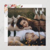 Elegante Blauwe Waterverf Bloemen bruiloft Dank u (Voorkant / Achterkant)