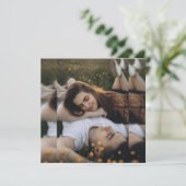 Elegante Blauwe Waterverf Bloemen bruiloft Dank u (Staand voorkant)