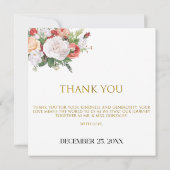 Elegante Blauwe Waterverf Bloemen bruiloft Dank u (Achterkant)