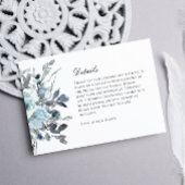 Elegante Blauwe Waterverf Bloemen Bruiloft Details RSVP Kaartje