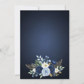 Elegante Blauwe Waterverf Bloemen Bruiloft Uitnodi Kaart (Achterkant)