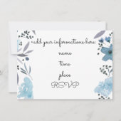 Elegante Blauwe waterverf Bloemen Muziekrecital Kaart (Achterkant)