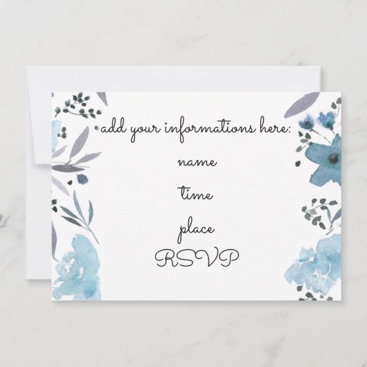 Elegante Blauwe waterverf Bloemen Muziekrecital Kaart (Achterkant)