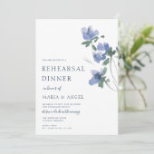 elegante blauwe waterverf bloemen proefavond kaart (Staand voorkant)