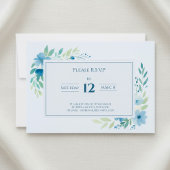 Elegante Blauwe Waterverf Bloemen RSVP Response Ka Kaart