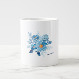 Elegante blauwe waterverf bloemenspecialist mok