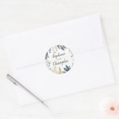 Elegante Blauwe Waterverf Bloemenvelop Afdichting Ronde Sticker (Envelop)