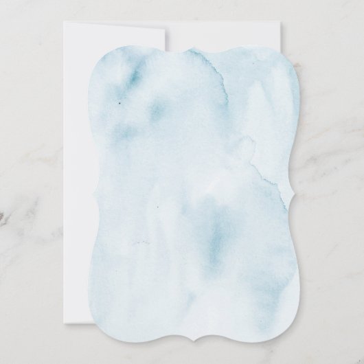 Elegante Blauwe Waterverf Bloemige Monogram Bruilo Kaart (Achterkant)