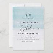 Elegante Blauwe Waterverf bruiloft | nautisch schr Kaart (Voorkant)