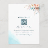 Elegante Blauwe Waterverf bruiloft RSVP Informatiekaartje (Achterkant)