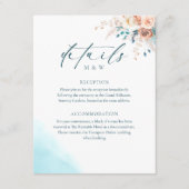 Elegante Blauwe Waterverf bruiloft RSVP Informatiekaartje (Voorkant)