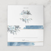 Elegante Blauwe Waterverf en Blauwe Bloemen Plaatskaartje (Buitenkant ongevouwen)