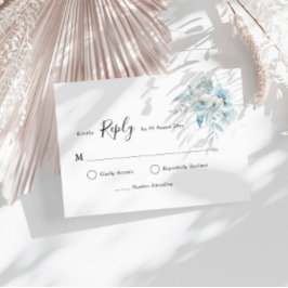 elegante blauwe waterverf florale RSVP-kaart RSVP Kaartje