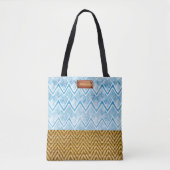 Elegante Blauwe Waterverf Geometrische Rotan-look Tote Bag (Voorkant)