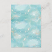 Elegante Blauwe Waterverf Gouden Bruiloft Details Informatiekaartje (Achterkant)