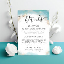 Elegante Blauwe Waterverf Gouden Bruiloft Details