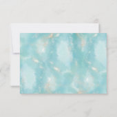 Elegante Blauwe Waterverf Gouden Bruiloft RSVP Kaa (Achterkant)