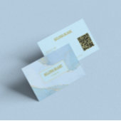 Elegante Blauwe Waterverf & Gouden Glitter - QR-co Visitekaartje