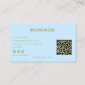Elegante Blauwe Waterverf & Gouden Glitter - QR-co Visitekaartje (Achterkant)