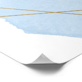 Elegante Blauwe Waterverf, Gouden Lijst Welkom Pos Poster (Hoek)