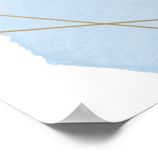 Elegante Blauwe Waterverf, Gouden Lijst Welkom Pos Poster (Hoek)