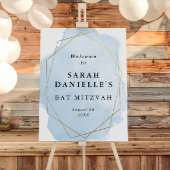 Elegante Blauwe Waterverf, Gouden Lijst Welkom Pos Poster