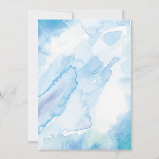 Elegante Blauwe Waterverf Huwelijksuitnodiging Kaart (Achterkant)