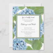 Elegante Blauwe Waterverf Hydrangea Bloemenbruilof Kaart (Voorkant)