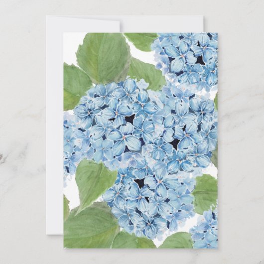 Elegante Blauwe Waterverf Hydrangea Bloemenbruilof Kaart (Achterkant)