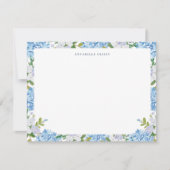 Elegante Blauwe Waterverf Hydrangea Persoonlijk Notitiekaartje (Voorkant)