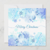 Elegante Blauwe Waterverf Kerst Uitnodiging (Voorkant)