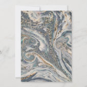 Elegante Blauwe Waterverf Ocean Swirl Bruiloft Kaart (Achterkant)