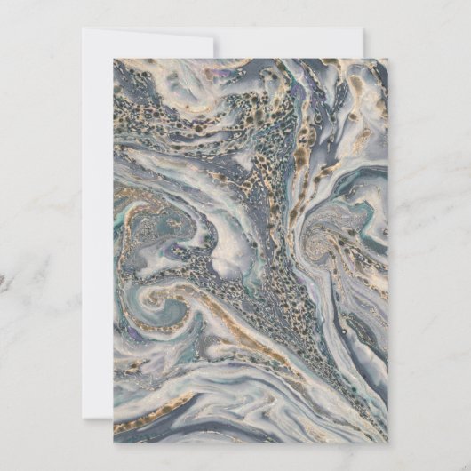 Elegante Blauwe Waterverf Ocean Swirl Bruiloft Kaart (Achterkant)