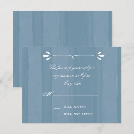 Elegante Blauwe Waterverf RSVP (Voorkant / Achterkant)